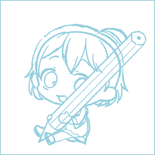 デフォルメキャラポーズ作例ラフ