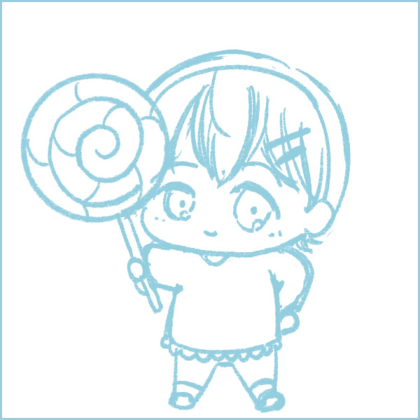 デフォルメキャラポーズ作例ラフ