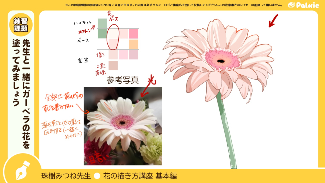パルミー花の描き方基本編の配布資料