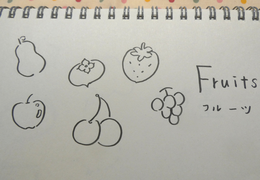 ぺんてる慶弔サインペンのフルーツ試し描き