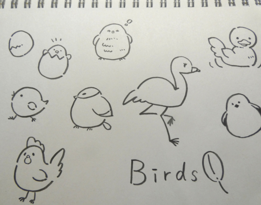 ぺんてる慶弔サインペン試し描き（鳥）